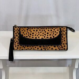 Super fun Talbots clutch in Faux-fur Animal print